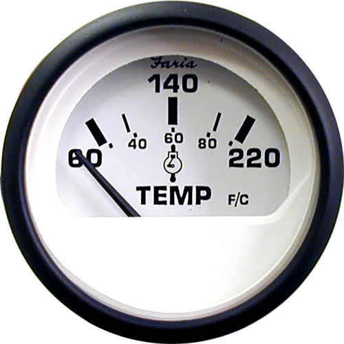 Faria Euro White 2" Cylinder Head Temperature Gauge (60 - 220° F) 12910
