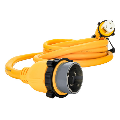 Camco 50 Amp Power Grip Marine Extension Cord - 25' M-Locking/F-Locking Adapter 55621 - Apollo Lighting