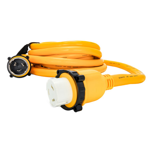 Camco 50 Amp Power Grip Marine Extension Cord - 25' M-Locking/F-Locking Adapter 55621 - Apollo Lighting