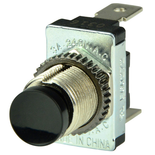 BEP Black SPST Momentary Contact Switch - OFF/(ON) 1001402 - Apollo Lighting