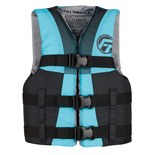 Full Throttle Teen Nylon Life Jacket - Aqua/Black 112200-505-010-22 - Apollo Lighting