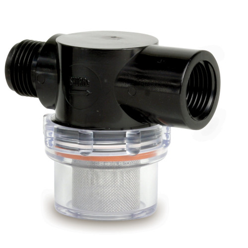 Shurflo by Pentair Twist-On Water Strainer - 1/2" Pipe Inlet - Clear Bowl 255-313