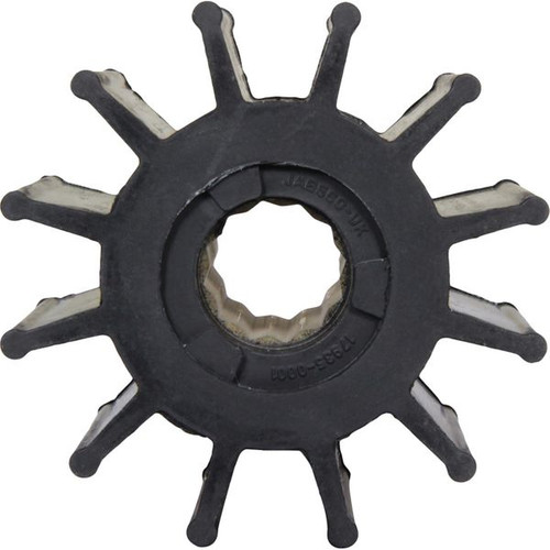 Jabsco Impeller Kit, Spline Drive, 3-3/4 in x 2-1/2 in x 1 in, 12-Blade, Neoprene, Brass Insert