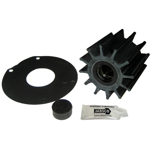 Jabsco Impeller Kit, Double Flat Drive, 12-Blade, Neoprene, 3-3/4 in Diameter, 3-1/2 in Depth, 1 in Shaft Diameter, Plastic Insert