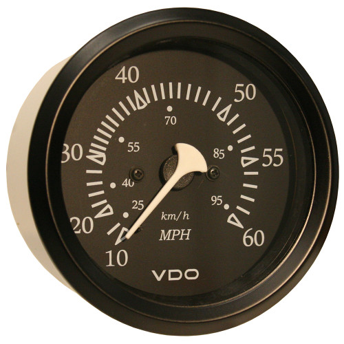 VDO Cockpit Marine 85mm (3-3/8") 60 MPH Pitot Speedometer - Black Dial/Bezel 260-11795 - Apollo Lighting