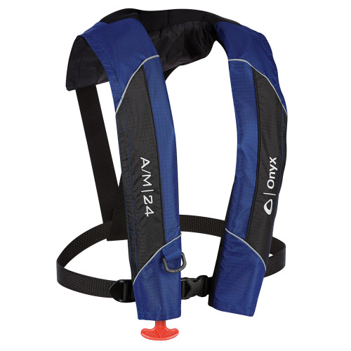 Onyx A/M-24 Automatic/Manual Inflatable PFD Life Jacket - Blue 132000-500-004-15 - Apollo Lighting
