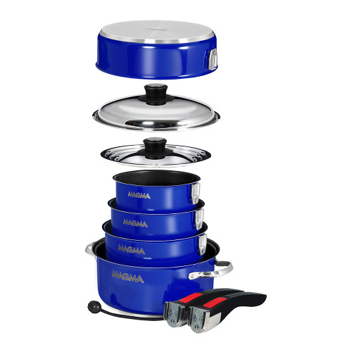 Magma Nestable 10 Piece Induction Non-Stick Enamel Finish Cookware Set - Cobalt Blue A10-366-CB-2-IN