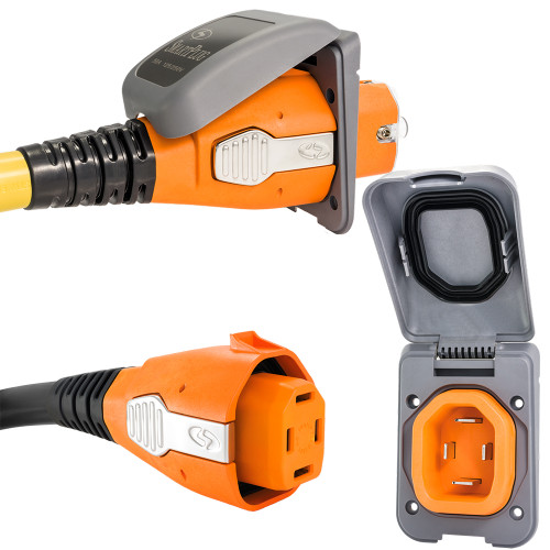 SmartPlug 50 AMP Inlet & Female Cord Connector Combo - Grey B50ASSYPG - Apollo Lighting