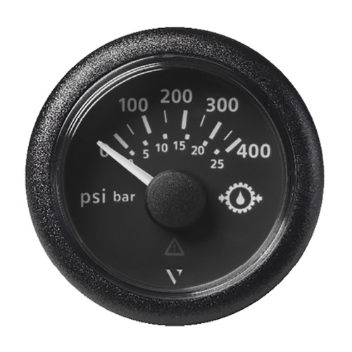 Veratron 2-1/16" (52mm) ViewLine Transmission Oil Pressure 400 PSI/25 Bar - Black Dial & Round Bezel A2C59514145