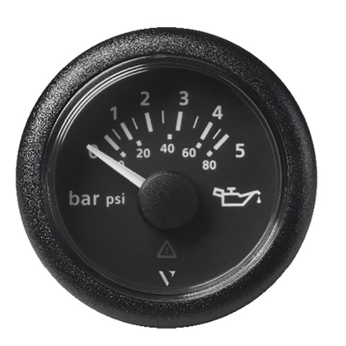 Veratron 52 MM (2-1/16") ViewLine Oil Pressure Gauge 5 Bar/80 PSI - Black Dial & Round Bezel A2C59514123