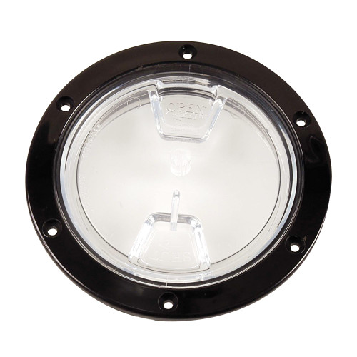 Beckson 4" Clear Center Screw Out Deck Plate - Black DP40-B-C