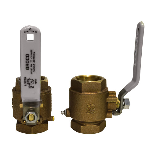 GROCO 1-1/2" NPT Bronze In-Line Ball Valve IBV-1500 - Apollo Lighting