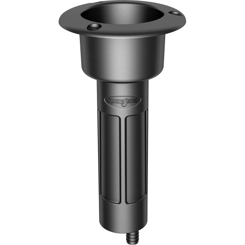 Mate Series Plastic 0° Rod & Cup Holder - Drain - Round Top - Black P1000DB