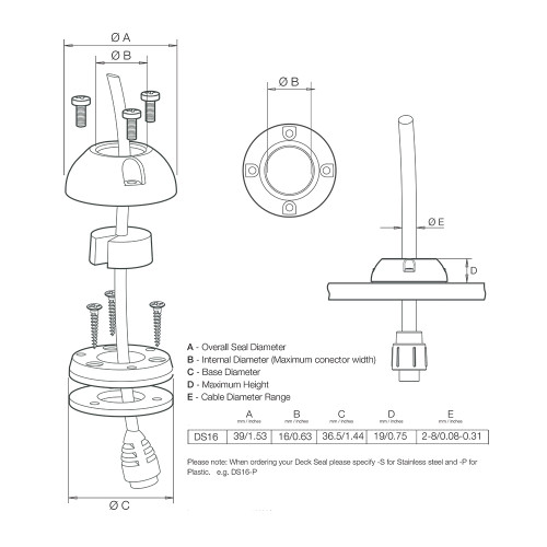Scanstrut DS16-S Vertical Cable Seal - Stainless Steel DS16-S - Apollo Lighting