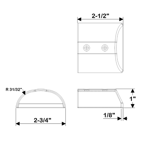 TACO Marine SuproFlex Rub Rail End Cap, For V11-9970, Large, Type-316L SS, Mirror Polish