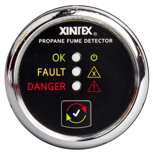 Fireboy-Xintex Propane Fume Detector w/Plastic Sensor - No Solenoid Valve - Chrome Bezel Display P-1C-R
