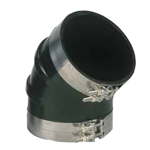 Trident Marine 3" ID 45-Degree EPDM Black Rubber Molded Wet Exhaust Elbow w/4 T-Bolt Clamps TRL-345-S/S