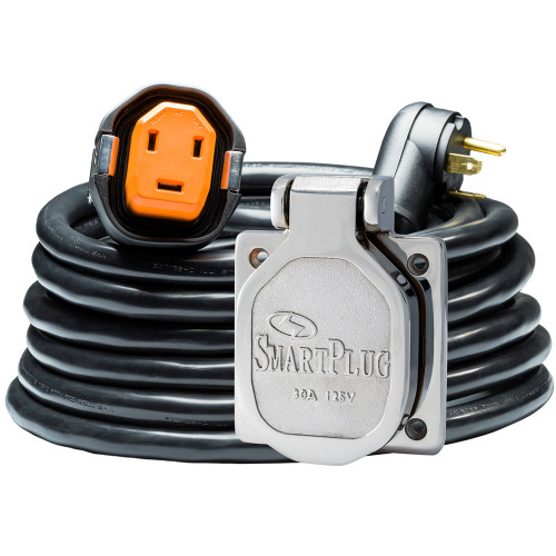 SmartPlug RV Kit 30 AMP Dual Configuration Cordset & Stainless Steel Inlet Combo - 30' R30303BM30NT - Apollo Lighting