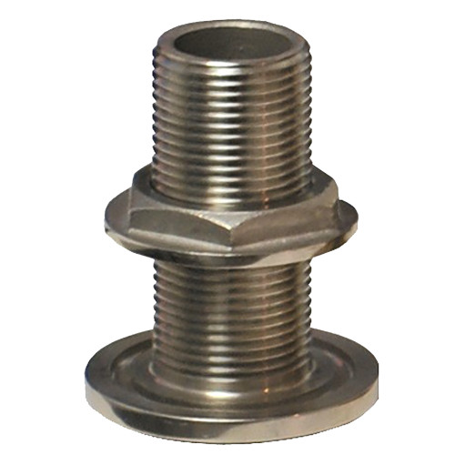 GROCO 1-1/4" NPS NPT Combo Stainless Steel Thru-Hull Fitting w/Nut TH-1250-WS