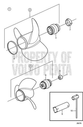 Volvo Penta F4 Front Steel Three Blade Left Hand Rotation Duoprop Straight Splin (3851464)