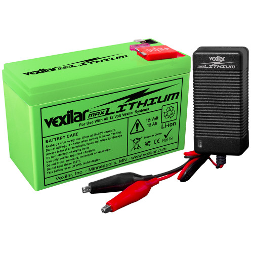 Vexilar 12V - 12 AH MAX Lithium Battery w/V-420L Rapid Charger V-220L - Apollo Lighting