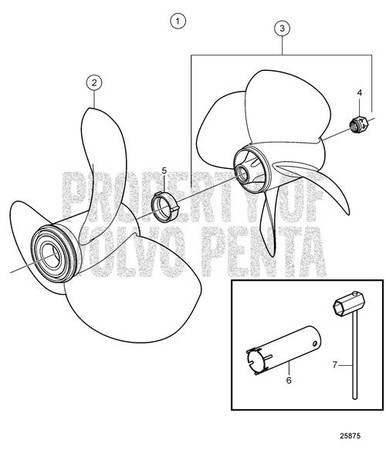 Volvo Penta I4 Front Aluminium Three Blade Left Hand Rotation Duoprop Straight Splin (21260644)