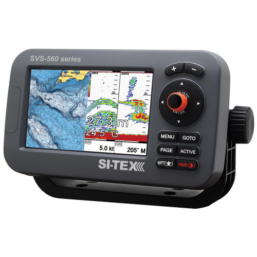 SI-TEX SVS-560CF-E Chartplotter - 5" Color Screen w/ External GPS & Navionics+ Flexible Coverage SVS-560CF-E