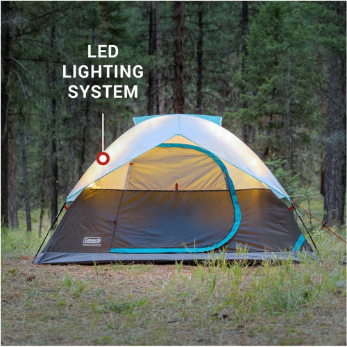 Coleman OneSource Rechargeable 4-Person Camping Dome Tent w/Airflow System & LED Lighting 2000035457 - Apollo Lighting