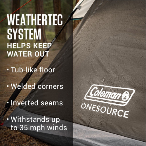 Coleman OneSource Rechargeable 4-Person Camping Dome Tent w/Airflow System & LED Lighting 2000035457