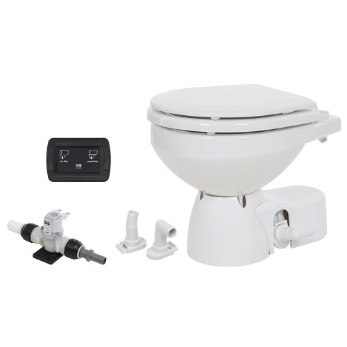 Jabsco Quiet Flush E2 Fresh Water Toilet Compact Bowl - 24V - Soft Close Lid 38045-3094RSP - Apollo Lighting