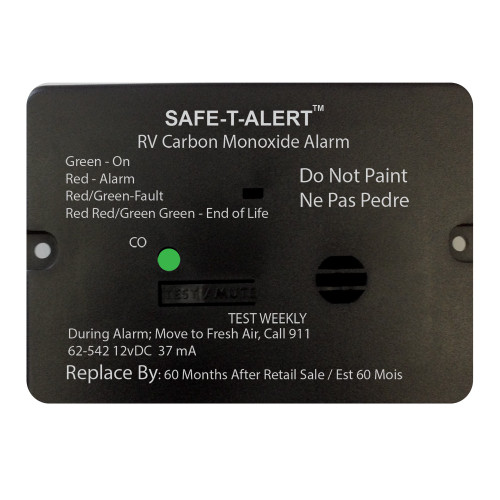 Safe-T-Alert 62 Series Carbon Monoxide Alarm - 12V - RV Flush Mount - Black 62-542-BL