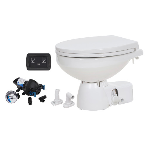 Jabsco Quiet Flush E2 Raw Water Marine Toilet, Regular Bowl, 24V, Soft-Close Lid