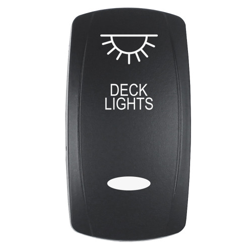 Pacer Actuator - 'DECK LIGHTS' f/V Series Contura Switches - Black - Laser Etched (Top/Bottom Light) EV2LE-DECK - Apollo Lighting