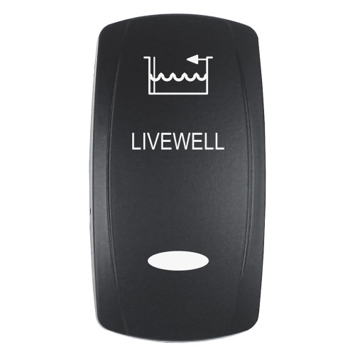 Pacer Actuator - 'LIVEWELL' f/V Series Contura Switches - Black - Laser Etched (Top/Bottom Light) EV2LE-LVWL