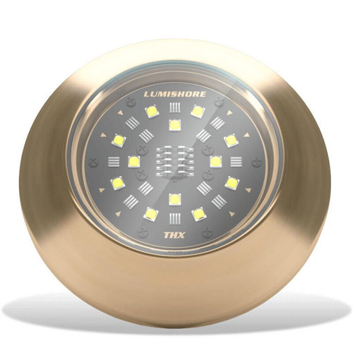Lumishore ORA THX204 Flush-Fit Thru-Hull Underwater Light, Blue LED, 12/24V DC, Bronze Housing, 110° Beam - Apollo Lighting