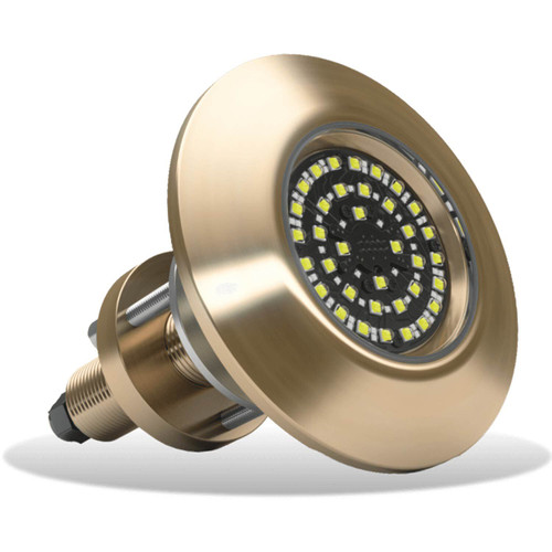 Lumishore SUPRA THX804 Thru-Hull Underwater LED Light, Dual Color Blue/White Light, 10.5-31V, IP68, 13,500 Fixture Lumens, 110° Beam, External Driver - Apollo Lighting