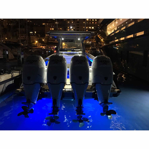 Lumishore SUPRA TIX404 Thru-Hull Underwater LED Light, Dual-Color Blue/White, 8,150 Fixture Lumens, 10.5-31V, IP68, 110 Degree Beam - Apollo Lighting