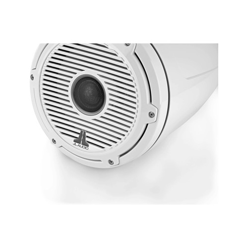 JL Audio M6-880ETXv3 Enclosed Tower Coaxial Speaker System, 8.8in, 125W RMS Each, 4 Ohm, Gloss White Enclosure, Gloss White Classic Grille, Black Tweeter Mesh, 2pk