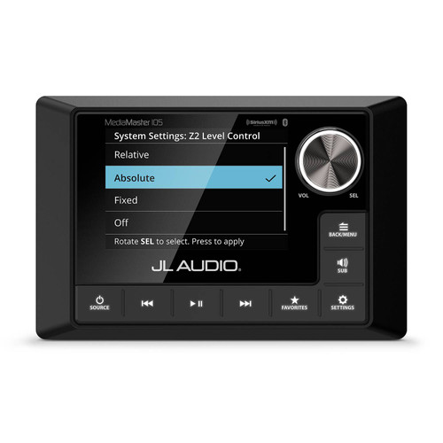 JL Audio MediaMaster 105 MM105 Marine Stereo, NMEA 2000, IP67, 4-Zone, 3.5in Full-Color LCD