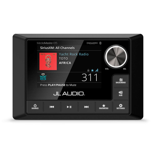 JL Audio MediaMaster 105 MM105 Marine Stereo, NMEA 2000, IP67, 4-Zone, 3.5in Full-Color LCD
