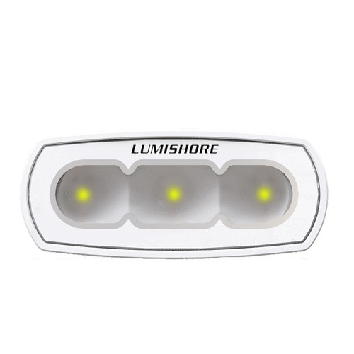 Lumishore ECLIPSE 4in LED Flood Light, White Finish, 5500K White Light, 10.5-31V, IP68, 1500 Fixture Lumens, 70-90 Deg Oval Beam