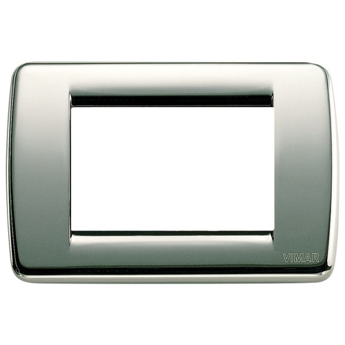 Vimar Idea Rondo 3-Module Cover Plate, Technopolymer, Chrome 36 - Apollo Lighting