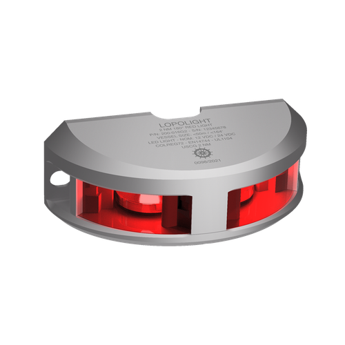 Lopolight Series 200-016 G2 180 Deg Red LED Navigation Light, For Vessels to 50m, 2NM, Vertical Mount, 10-32V DC, IP68