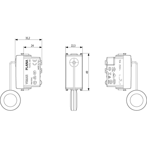 Vimar Plana Pull-Cord Push Button, 1P NO, 10A, 250V, 1.5 m Cord