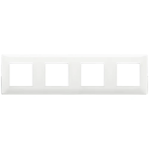 Vimar Plana 8-Module (2+2+2+2) Cover Plate, 71mm Center Distance, 293 x 80mm, Halogen-Free Technopolymer, Clamp Mounting, IP00