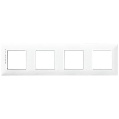Vimar Plana 8-Module (2+2+2+2) Cover Plate, 71mm Center Distance, 293 x 80mm, Halogen-Free Technopolymer, Clamp Mounting, IP00