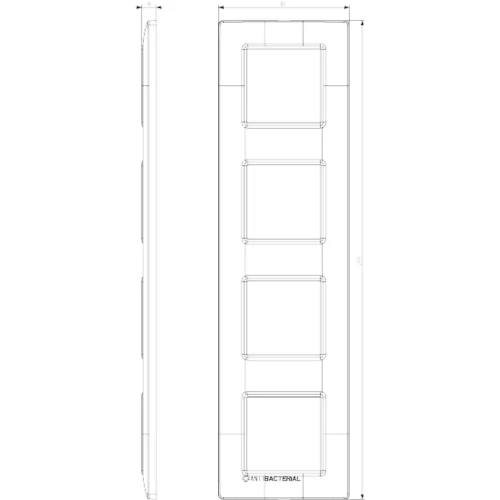 Vimar Plana 8-Module (2+2+2+2) Cover Plate, 71mm Center Distance, 293 x 80mm, Halogen-Free Technopolymer, Clamp Mounting, IP00