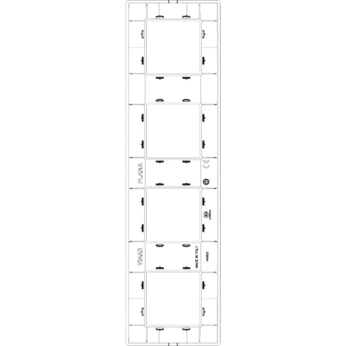 Vimar Plana 8-Module (2+2+2+2) Cover Plate, 71mm Center Distance, 293 x 80mm, Halogen-Free Technopolymer, Clamp Mounting, IP00