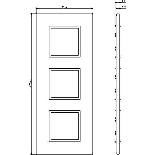 Vimar Eikon EVO 6-Module Cover Plate, 2+2+2 Layout, 71mm Centers