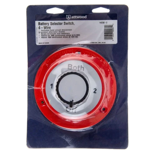 Attwood Marine Battery Selector Switch, 4-Way, 6-32V, 300A/150A